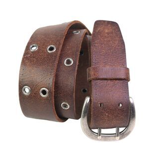 STUDS BROWN GENUINE LEATHER 1 1/2"Wd CASUAL DRESS WOMEN'S BELT Sz M (G3